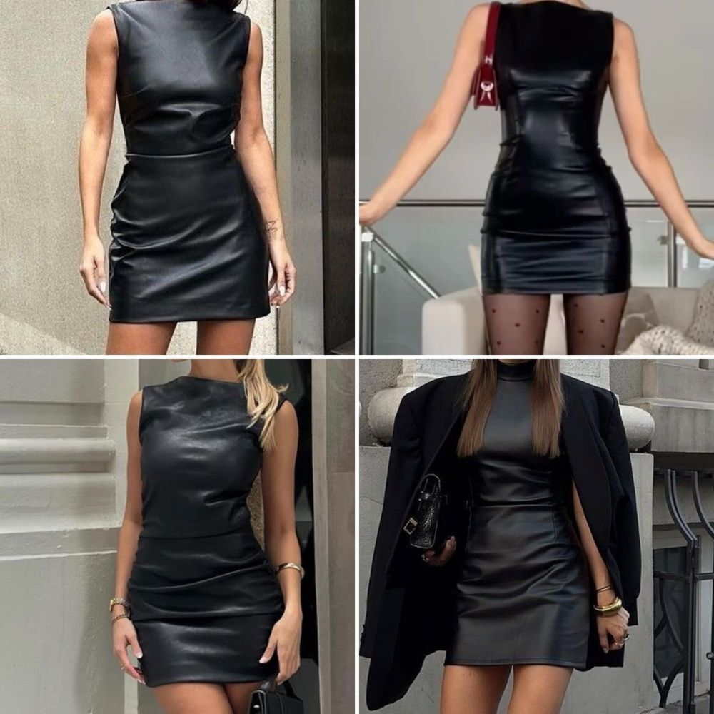 NWT 1 STATE Shiny Black Mini Dress